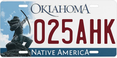 OK license plate 025AHK