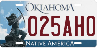 OK license plate 025AHO