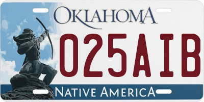 OK license plate 025AIB