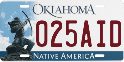 OK license plate 025AID