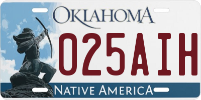 OK license plate 025AIH
