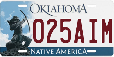 OK license plate 025AIM