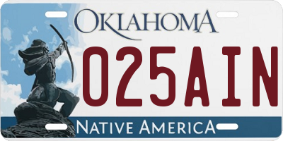 OK license plate 025AIN