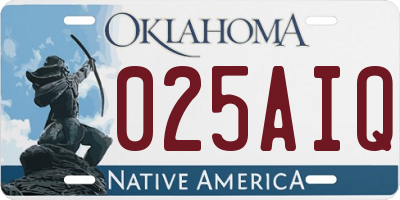 OK license plate 025AIQ