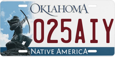 OK license plate 025AIY