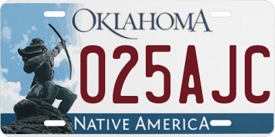 OK license plate 025AJC