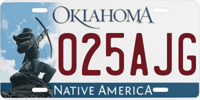 OK license plate 025AJG