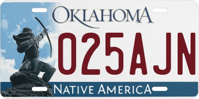 OK license plate 025AJN