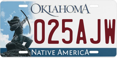 OK license plate 025AJW