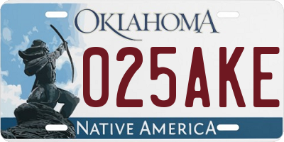 OK license plate 025AKE