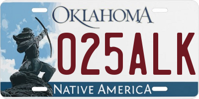 OK license plate 025ALK