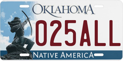 OK license plate 025ALL
