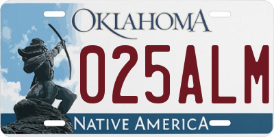 OK license plate 025ALM