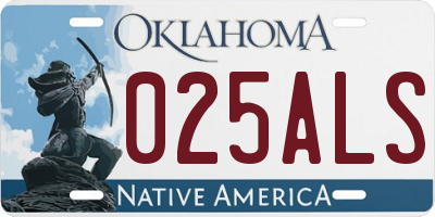 OK license plate 025ALS