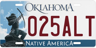 OK license plate 025ALT