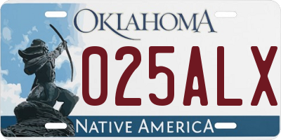 OK license plate 025ALX