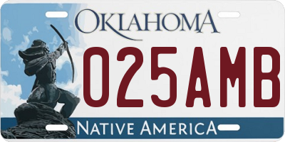 OK license plate 025AMB