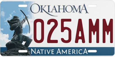 OK license plate 025AMM
