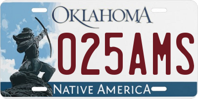 OK license plate 025AMS
