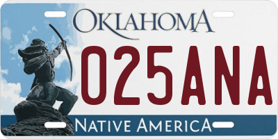 OK license plate 025ANA