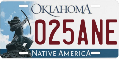OK license plate 025ANE