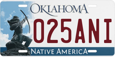 OK license plate 025ANI