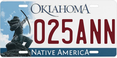 OK license plate 025ANN