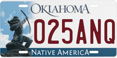OK license plate 025ANQ