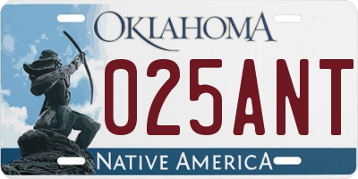 OK license plate 025ANT