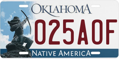 OK license plate 025AOF