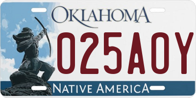 OK license plate 025AOY