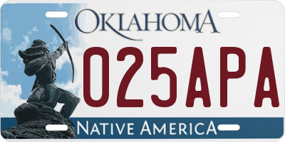 OK license plate 025APA