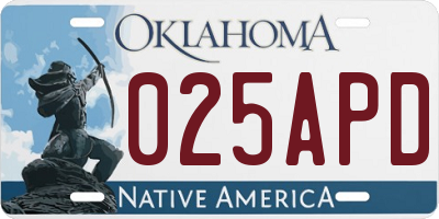 OK license plate 025APD