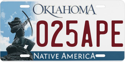 OK license plate 025APE