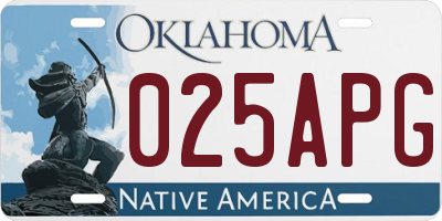 OK license plate 025APG