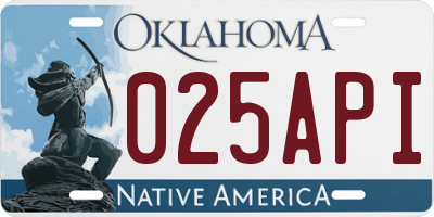 OK license plate 025API