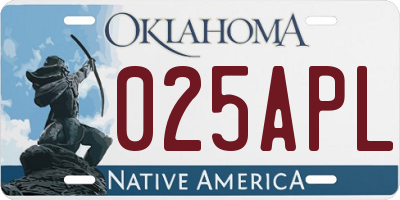 OK license plate 025APL
