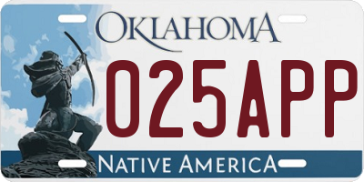 OK license plate 025APP