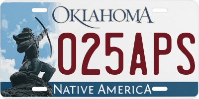 OK license plate 025APS