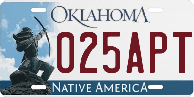 OK license plate 025APT
