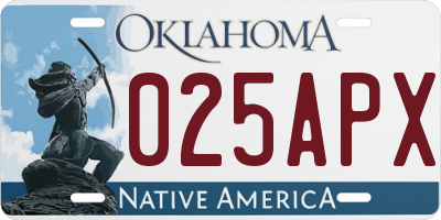 OK license plate 025APX