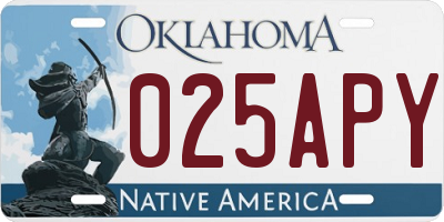 OK license plate 025APY
