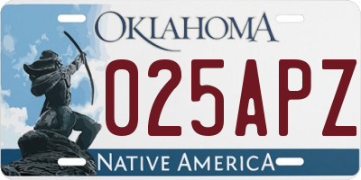 OK license plate 025APZ