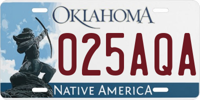 OK license plate 025AQA