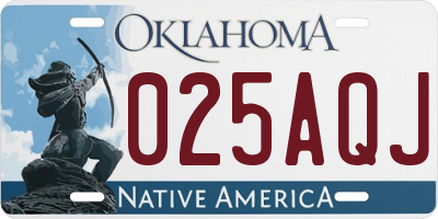 OK license plate 025AQJ