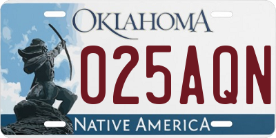 OK license plate 025AQN