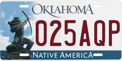 OK license plate 025AQP