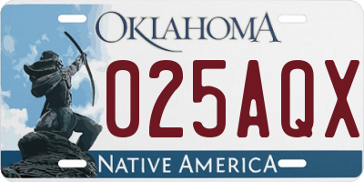 OK license plate 025AQX