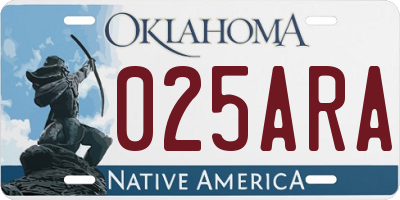 OK license plate 025ARA