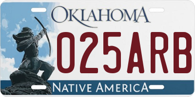OK license plate 025ARB